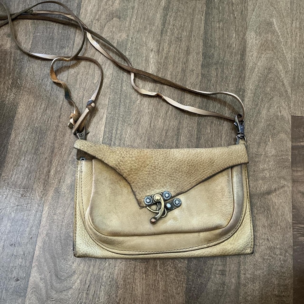 Vintage leather small crossbody euro brass hardwear festival ren unique